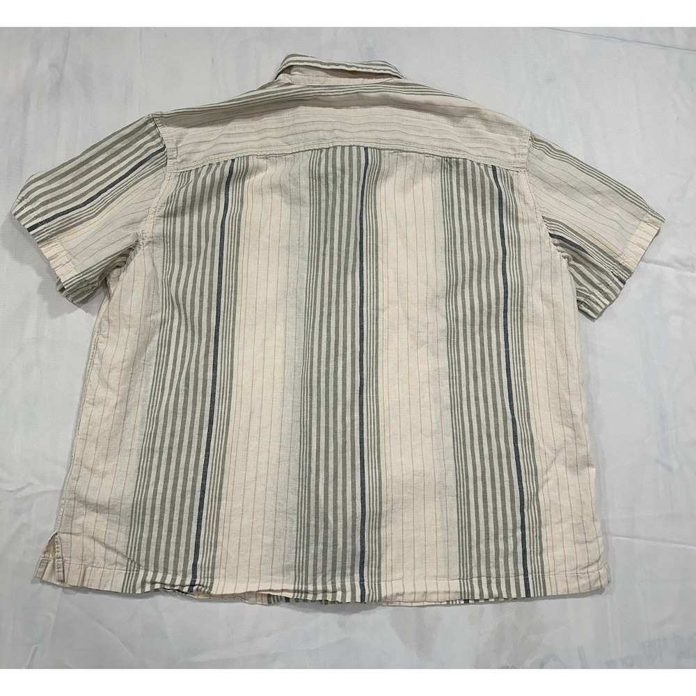 American Eagle Mens Linen Cotton Blend XL Striped Short Sleeve Button Camp Shirt - Picture 7 of 8